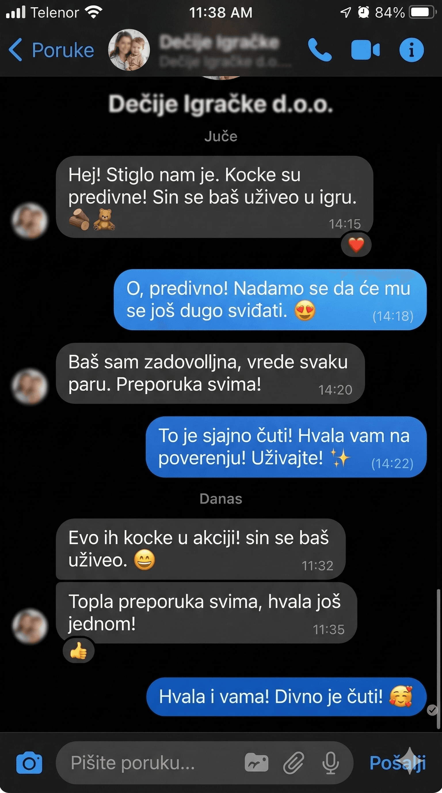 Anonimizovana poruka roditelja o kupovini poklona