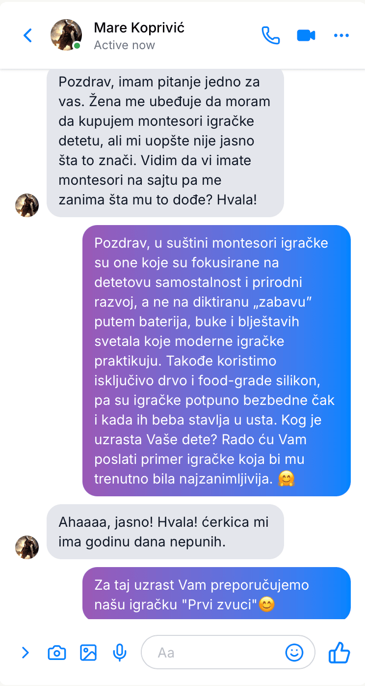 Anonimizovana poruka o poklon kupovini Bajkovito igračke