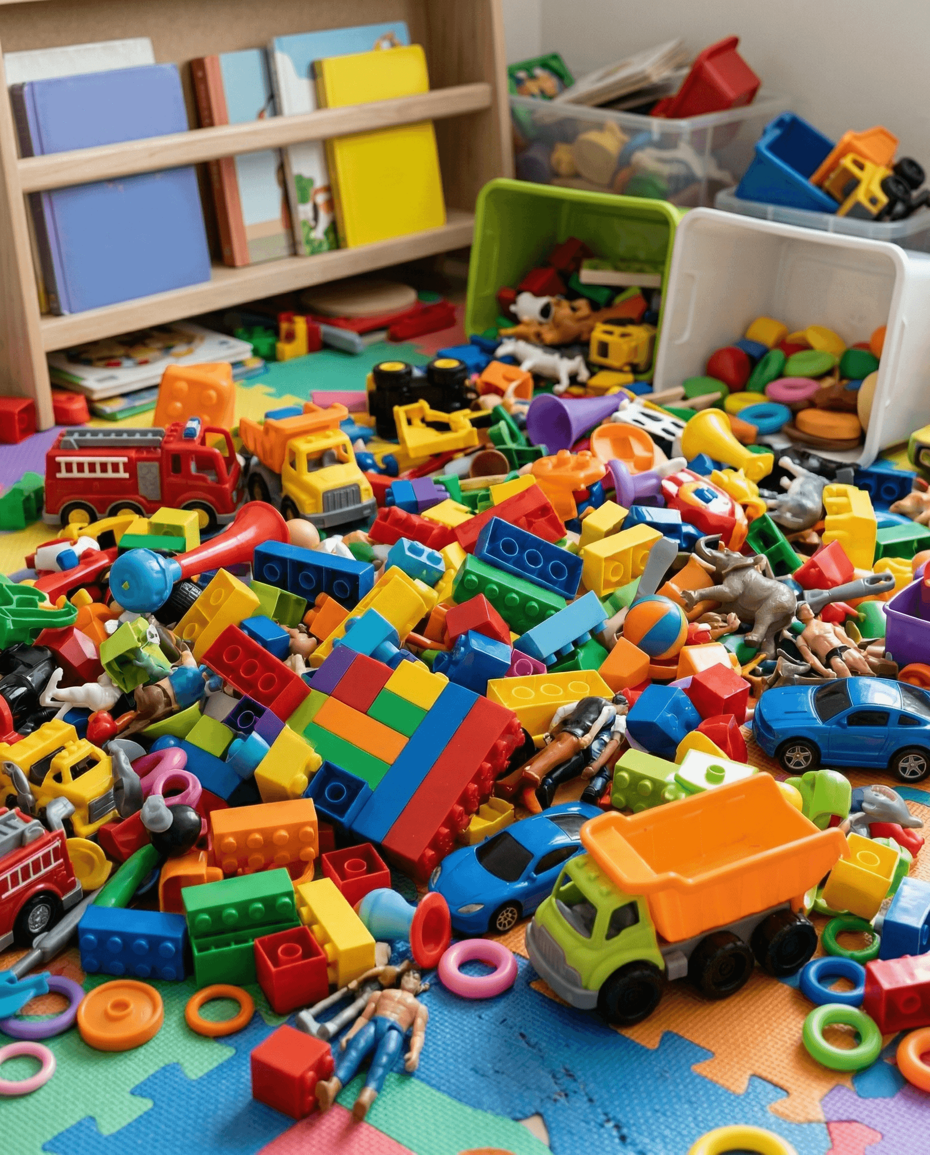 Generičan svet plastičnih igračaka sa mnogo vizuelne buke